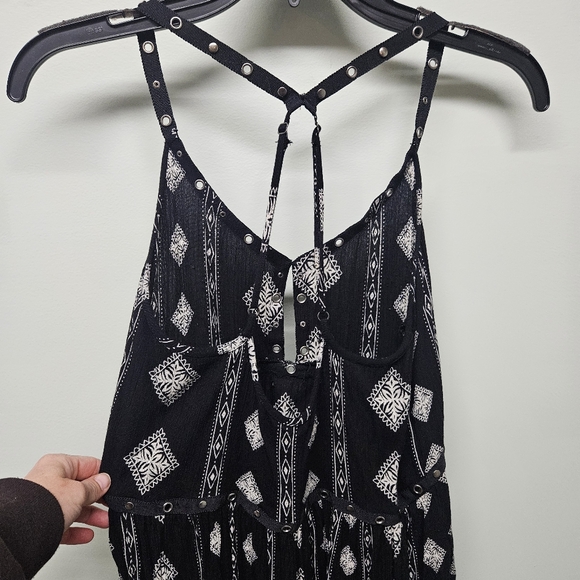 Amuse Society Ashby Dress Black and White Print Flowy Festival Grommets - Picture 7 of 15